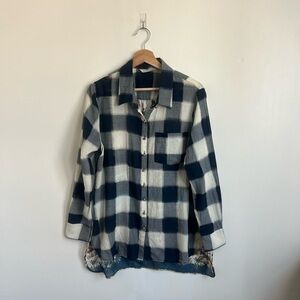 Soft Surrounding Blue Checker Floral Button Down Shirt